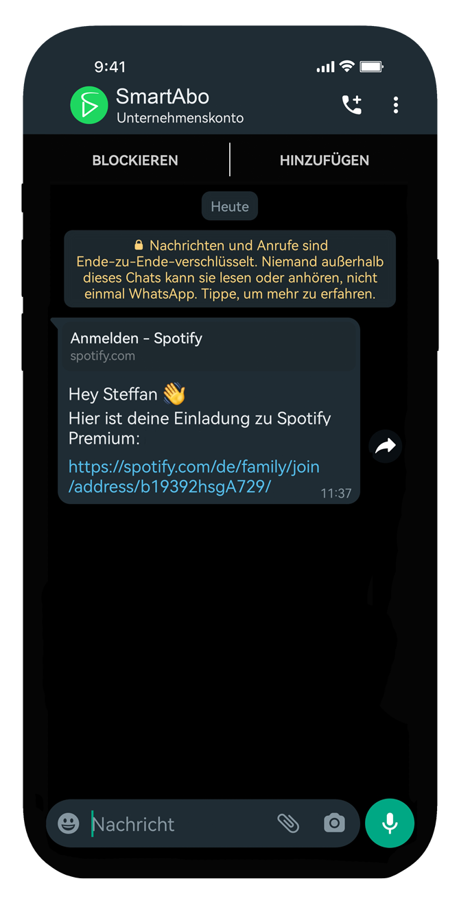 Hinweis, dass die Einladung innerhalb von 24 Stunden kommt