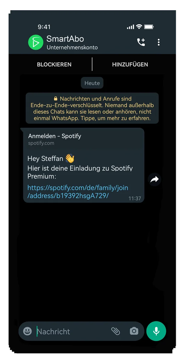 Hinweis, dass die Einladung innerhalb von 24 Stunden kommt