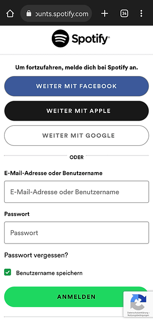 Anmeldung bei Spotify